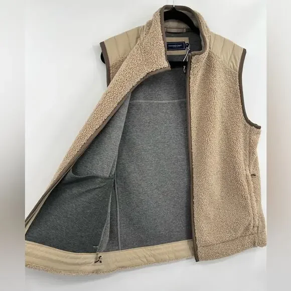 ๐ NWOT Vineyard Vines Nantucket Sherpa Vest Island Khaki Beige Tan Brown Medium - Picture 11 of 16